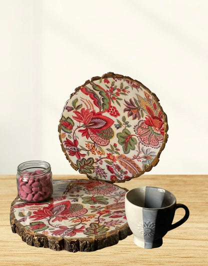 Crimson Blossom Round Platter